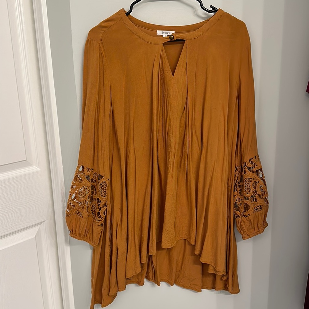 Mustard High Low Hippie Dress